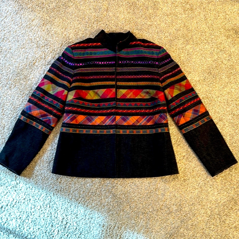 Vintage Coldwater Creek Denim Embellished Jacket Size 12